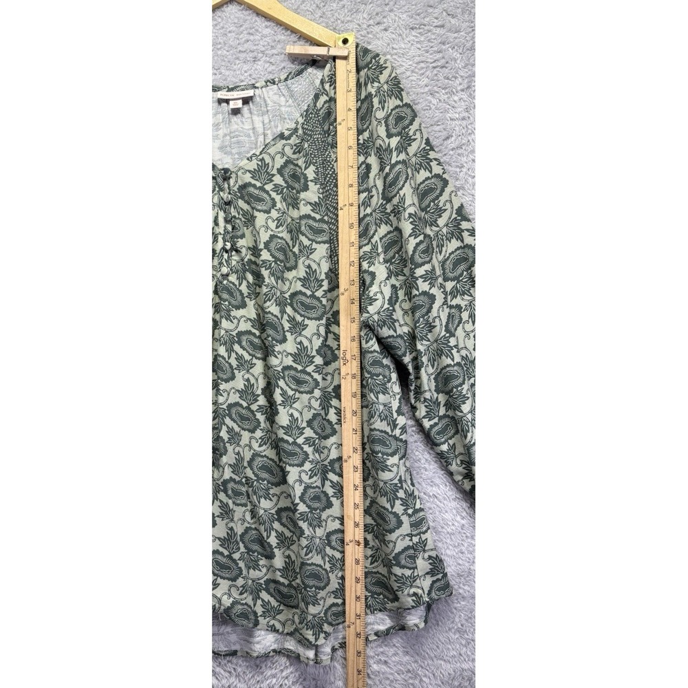 Knox Rose Women Tunic Top  XXL Green Floral Long Slv V-Neck Popover Boho Peasant - Picture 6 of 12